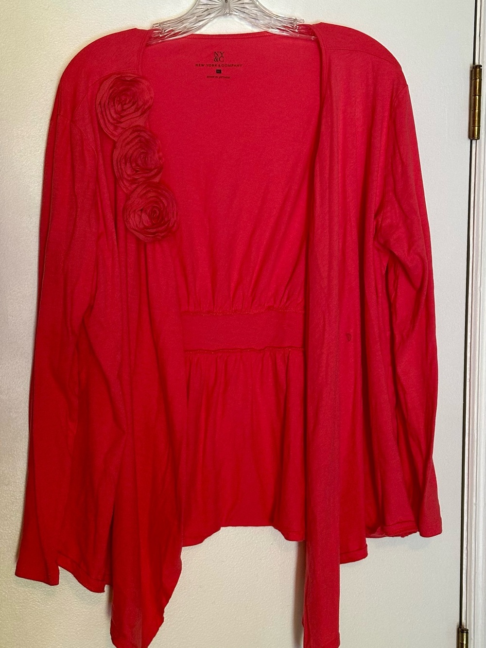New York & Company Coral Pink Cardigan